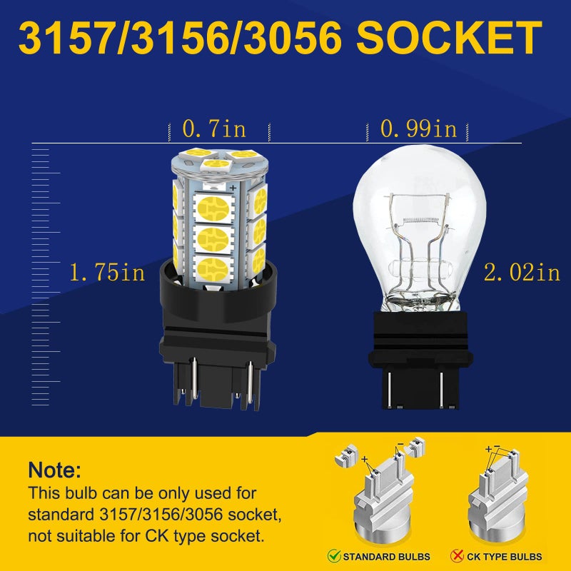 GIVEDOUA 3157 LED Car Bulb Super Bright 12V 3056 3156 3156A 3057 4057 3157 4157 T25 LED Car Bulbs for Brake Lights, Backup Reverse Lights,Pack of 10pcs - Image 2
